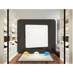   LED felületi panel 12W, 960 lm, 3000K–6000K, IP20, opál búra, fehér alu – LPL433