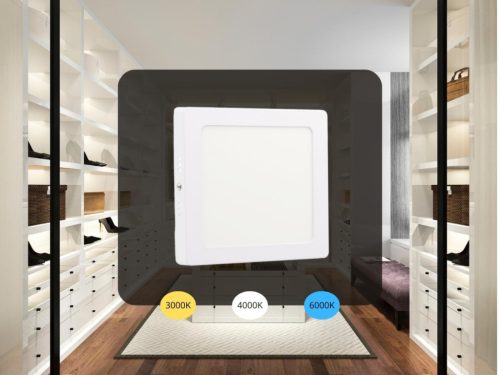 LED felületi panel 12W, 960 lm, 3000K–6000K, IP20, opál búra, fehér alu – LPL433