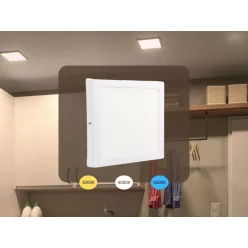   LED felületi panel 18W, 1520 lm, 3000K–6000K, IP20, opál búra, fehér alu – LPL434