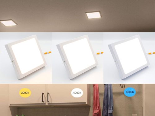 LED felületi panel 18W, 1520 lm, 3000K–6000K, IP20, opál búra, fehér alu – LPL434