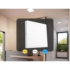   LED felületi panel 24W, 1850 lm, 3000K–6000K, IP20, opál búra, fehér alu – LPL435