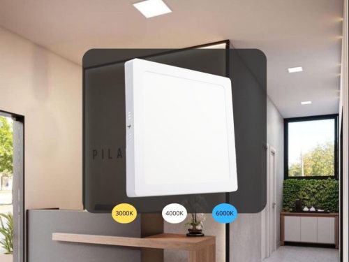 LED felületi panel 24W, 1850 lm, 3000K–6000K, IP20, opál búra, fehér alu – LPL435