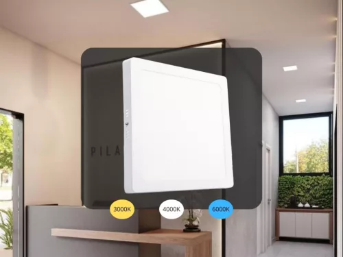 LED felületi panel 24W, 1850 lm, 3000K–6000K, IP20, opál búra, fehér alu – LPL435