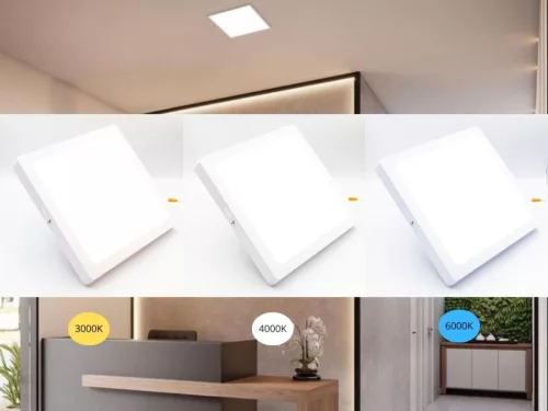 LED felületi panel 24W, 1850 lm, 3000K–6000K, IP20, opál búra, fehér alu – LPL435