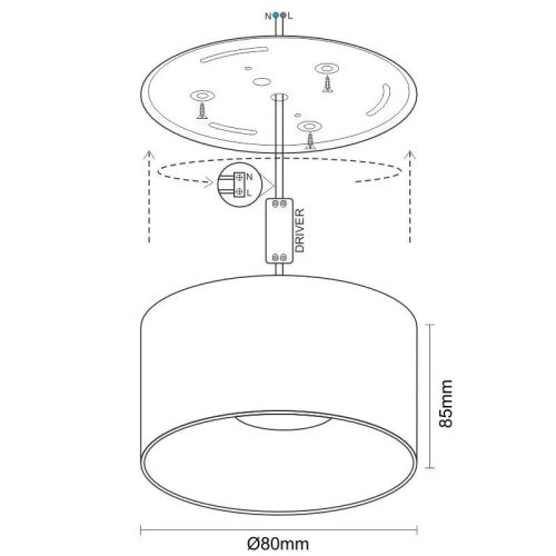 LED mennyezeti lámpa 12W 4000K 900lm fekete alumínium LPL522CB