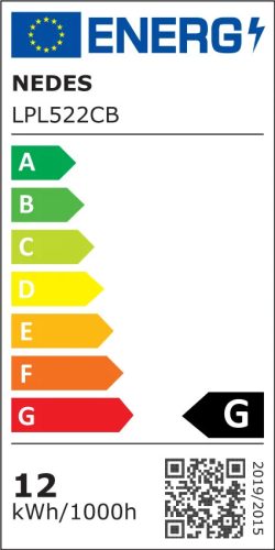 LED mennyezeti lámpa 12W 4000K 900lm fekete alumínium LPL522CB