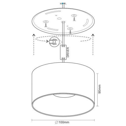 LED mennyezeti lámpa 16W, 4000K semleges fehér, IP20, matt fehér, Ø100x90 mm - LPL523C