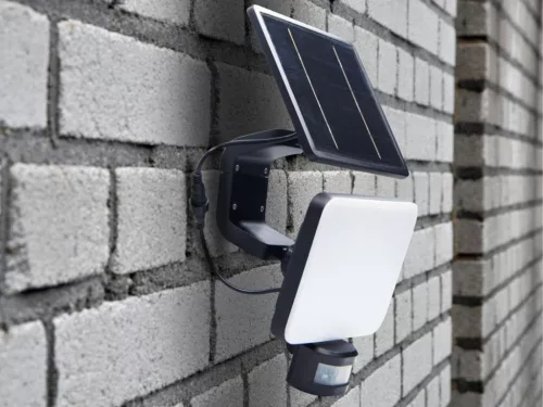 LED napelemes lámpa 12W, 1200 lm, 3000K-6500K, IP54, érzékelővel, 181x347x160 mm - LS022