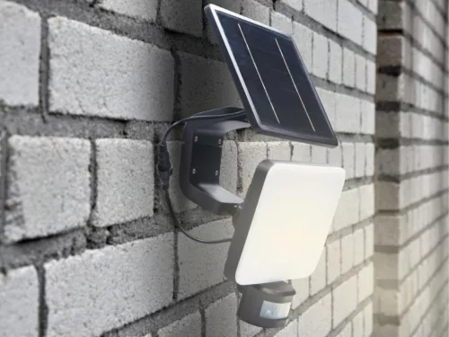 LED napelemes lámpa 12W, 1200 lm, 3000K-6500K, IP54, érzékelővel, 181x347x160 mm - LS022