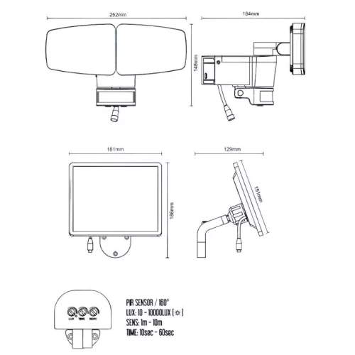 LED Kültéri napelemes lámpa érzékelővel 12W 1200Lm 3000K–6500K IP54 LS023