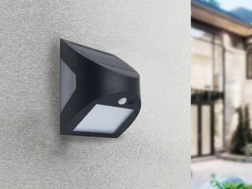 LED Fali napelemes lámpa fekete 3W 300Lm 3000K–4000K IP54 LS025