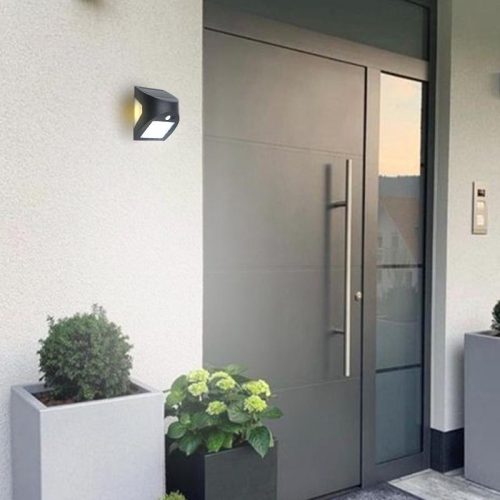 LED Fali napelemes lámpa fekete 3W 300Lm 3000K–4000K IP54 LS025