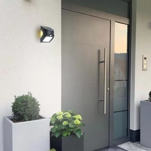 LED Fali napelemes lámpa fekete 3W 300Lm 3000K–4000K IP54 LS025