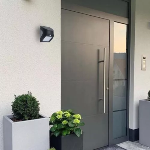 LED Fali napelemes lámpa fekete 3W 300Lm 3000K–4000K IP54 LS025