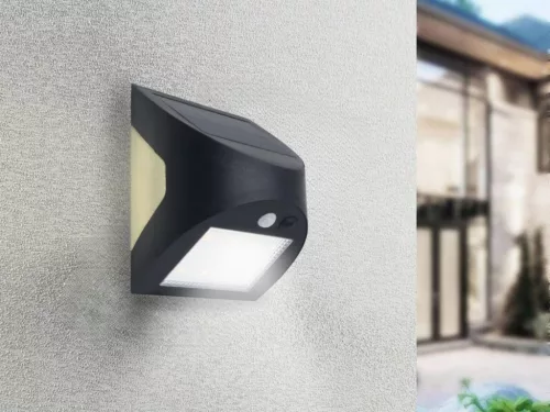 LED Fali napelemes lámpa fekete 3W 300Lm 3000K–4000K IP54 LS025