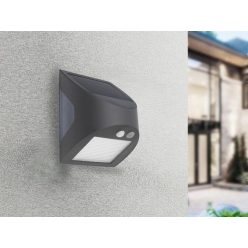   LED Fali napelemes lámpa szürke 3W 300Lm 3000K–4000K IP54 LS225