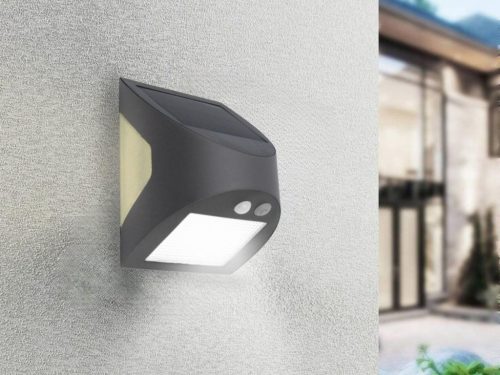 LED Fali napelemes lámpa szürke 3W 300Lm 3000K–4000K IP54 LS225