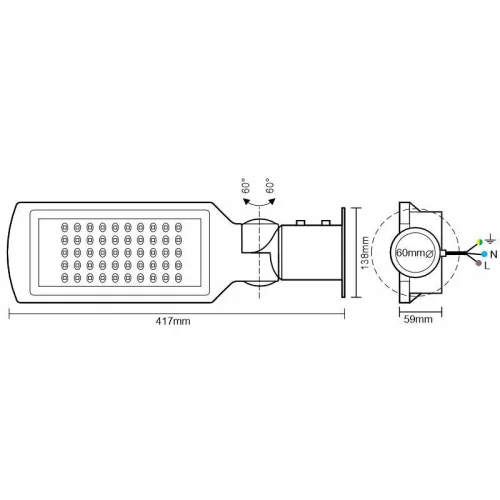LED aszimmetrikus utcai lámpa mozgásérzékelővel 50W, 4000K, IP65 - LSL322HS
