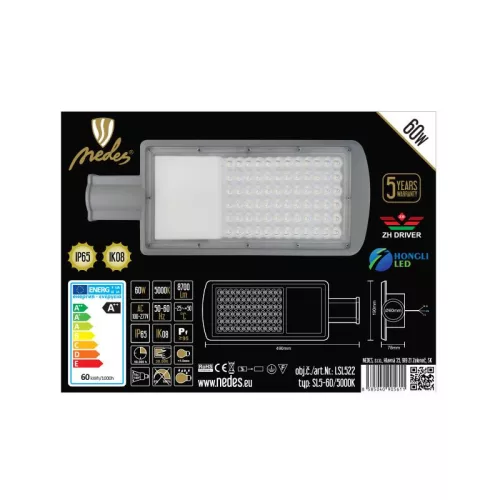 LED utcai lámpa 60W természetes fehér 5000K IP65 aszimmetrikus - LSL522