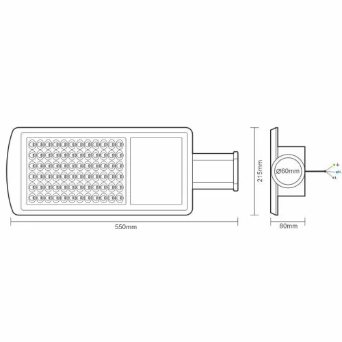 LED utcai lámpa 80W 5000K IP65 fémszürke 550x215x80mm - LSL523