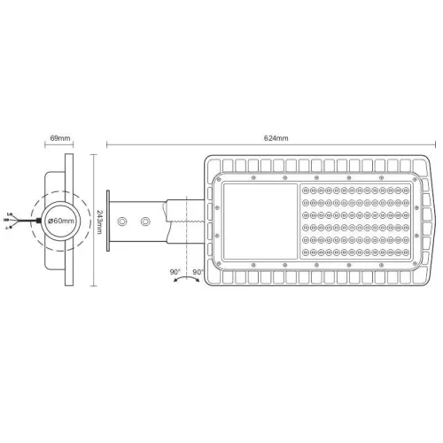 LED utcai lámpa 100W, 15000 lm, 5000K, IP65, IK08, 624x243x69mm - LSL723