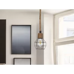   Függesztett mennyezeti lámpa természetes kötél E27 foglalattal, 60W, IP20 - ME0001