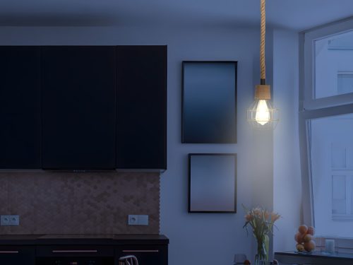 Függesztett mennyezeti lámpa természetes kötél E27 foglalattal, 60W, IP20 - ME0001