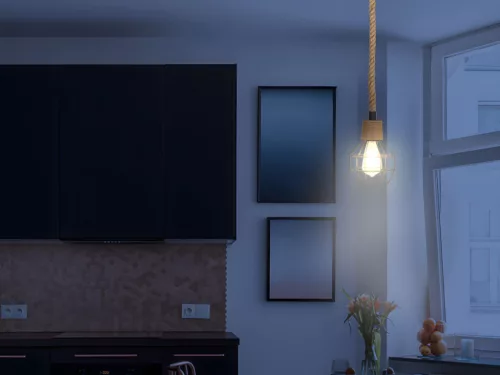 Függesztett mennyezeti lámpa természetes kötél E27 foglalattal, 60W, IP20 - ME0001