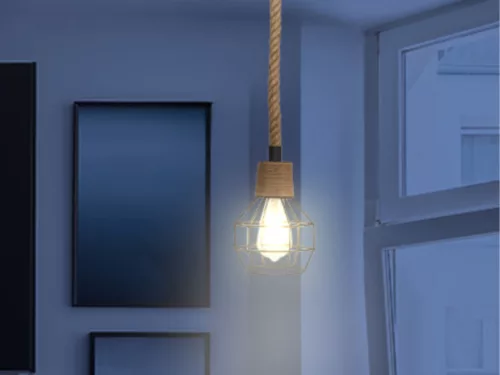 Függesztett mennyezeti lámpa természetes kötél E27 foglalattal, 60W, IP20 - ME0001