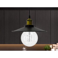   Fém függőlámpa 60W E27 foglalattal, fekete, Ø260x1000 mm - ME0003R