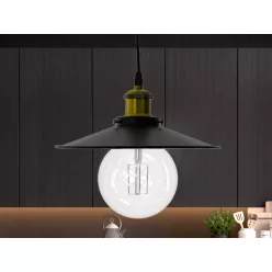   Fém függőlámpa 60W E27 foglalattal, fekete, Ø260x1000 mm - ME0003R