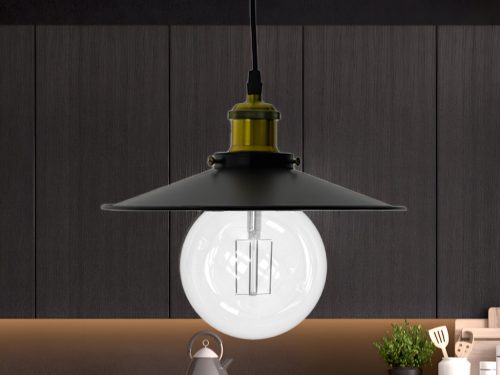 Fém függőlámpa 60W E27 foglalattal, fekete, Ø260x1000 mm - ME0003R