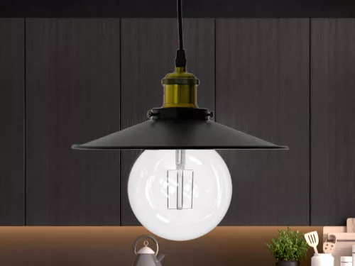 Fém függőlámpa 60W E27 foglalattal, fekete, Ø260x1000 mm - ME0003R