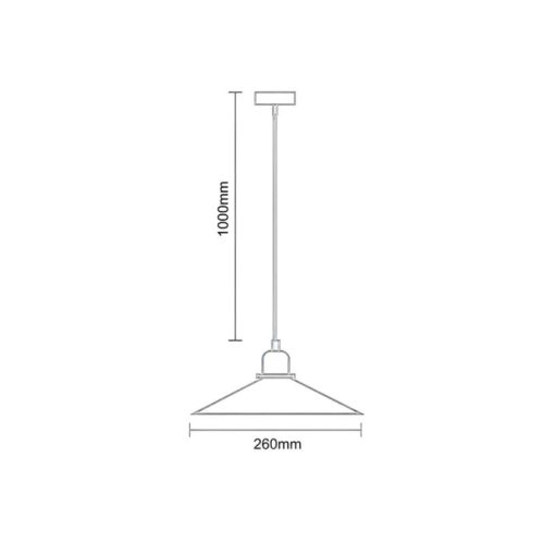 Fém függőlámpa 60W E27 foglalattal, fekete, Ø260x1000 mm - ME0003R