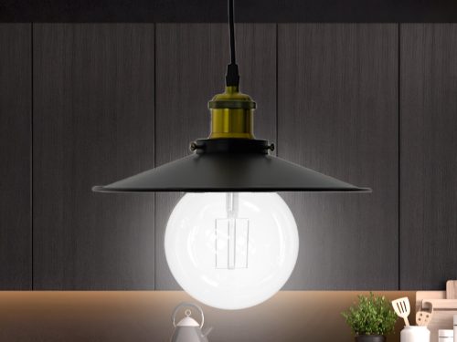 Fém függőlámpa 60W E27 foglalattal, fekete, Ø260x1000 mm - ME0003R