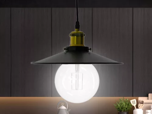 Fém függőlámpa 60W E27 foglalattal, fekete, Ø260x1000 mm - ME0003R