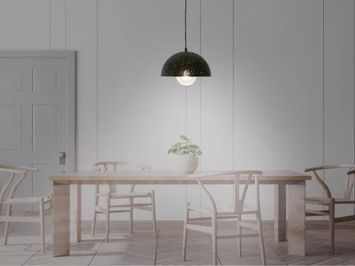 Fém függőlámpa 60W E27 foglalattal, fekete, Ø300x1500 mm - ME0004R