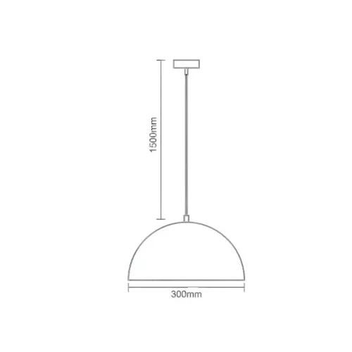 Fém függőlámpa 60W E27 foglalattal, fekete, Ø300x1500 mm - ME0004R