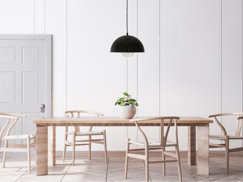 Fém függőlámpa 60W E27 foglalattal, fekete, Ø300x1500 mm - ME0004R