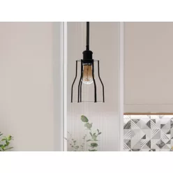   Fém függőlámpa 60W E27 foglalattal, fekete, Ø150x170x800 mm - ME0009