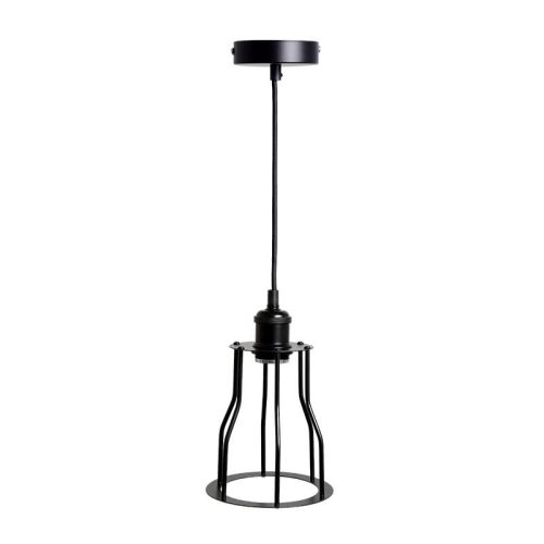 Fém függőlámpa 60W E27 foglalattal, fekete, Ø150x170x800 mm - ME0009