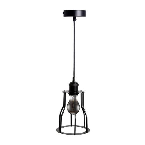 Fém függőlámpa 60W E27 foglalattal, fekete, Ø150x170x800 mm - ME0009