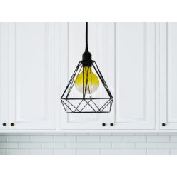   Fém függőlámpa 60W E27 foglalattal, fekete, Ø220x200x800 mm - ME0010
