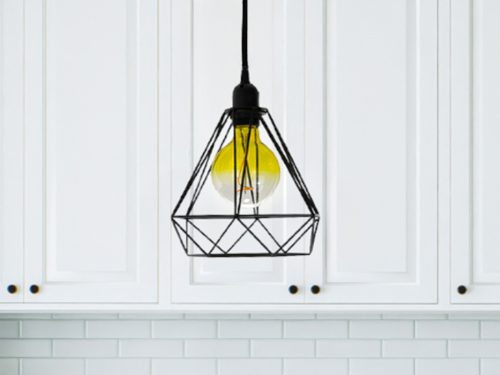Fém függőlámpa 60W E27 foglalattal, fekete, Ø220x200x800 mm - ME0010