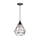 Fém függőlámpa 60W E27 foglalattal, fekete, Ø220x200x800 mm - ME0010