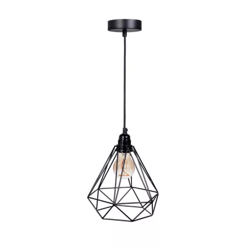 Fém függőlámpa 60W E27 foglalattal, fekete, Ø220x200x800 mm - ME0010