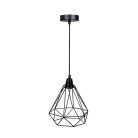 Fém függőlámpa 60W E27 foglalattal, fekete, Ø220x200x800 mm - ME0010