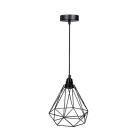 Fém függőlámpa 60W E27 foglalattal, fekete, Ø220x200x800 mm - ME0010