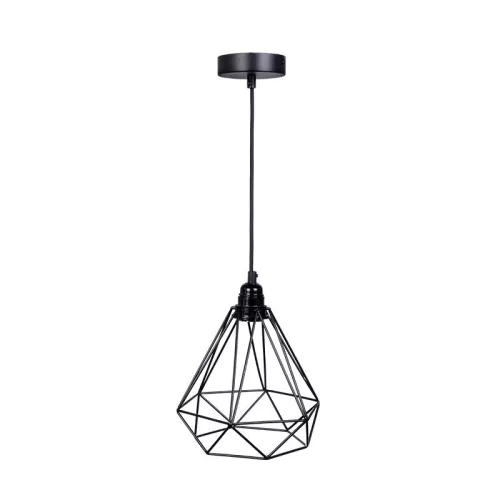 Fém függőlámpa 60W E27 foglalattal, fekete, Ø220x200x800 mm - ME0010