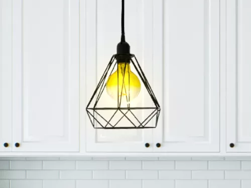 Fém függőlámpa 60W E27 foglalattal, fekete, Ø220x200x800 mm - ME0010